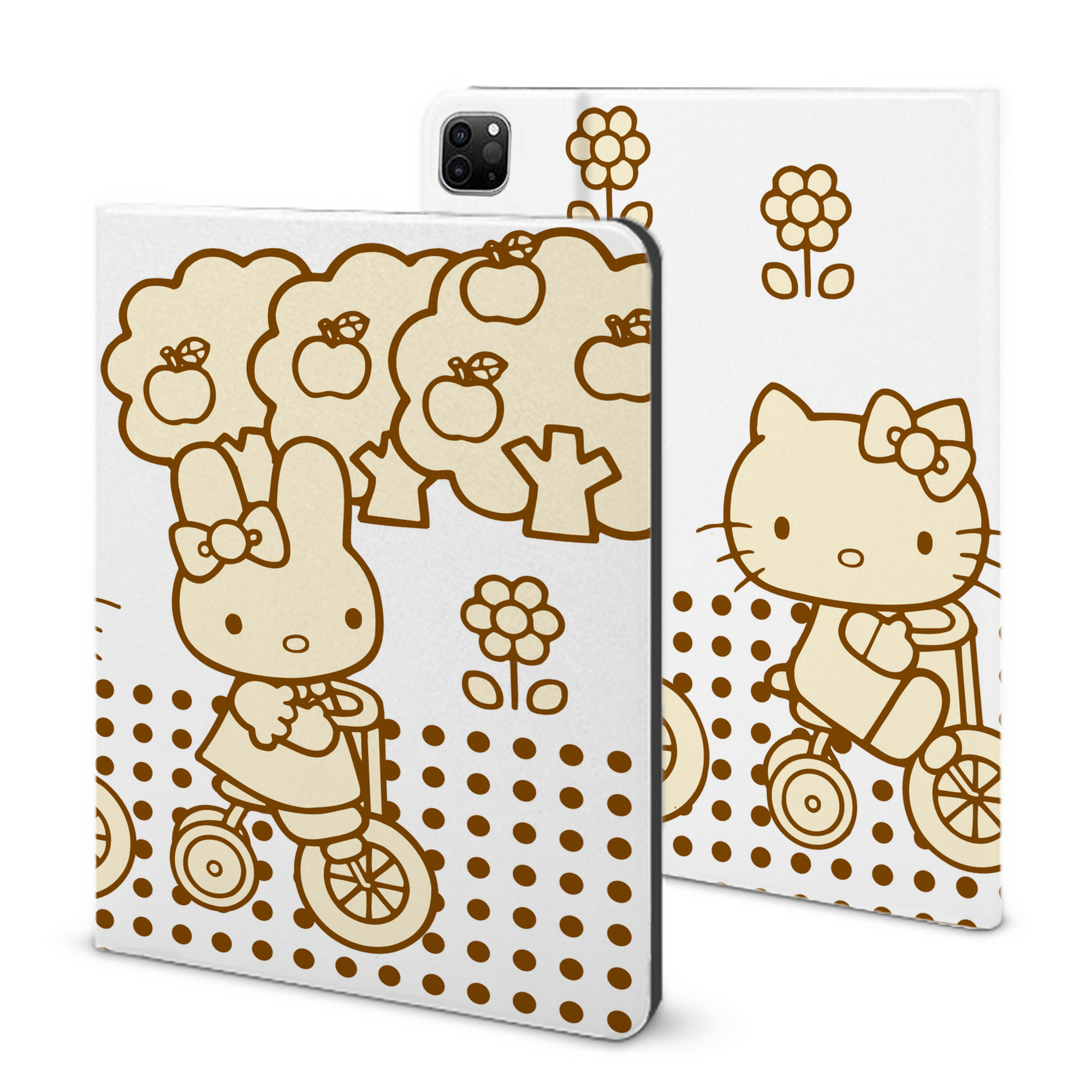 （画像用） Hello Kitty ハローキティ IPad ケース ブック型 PUレザー TPU 耐衝撃 軽量 薄型 ペン収納なし 全面保護 IPad 各モデル対応